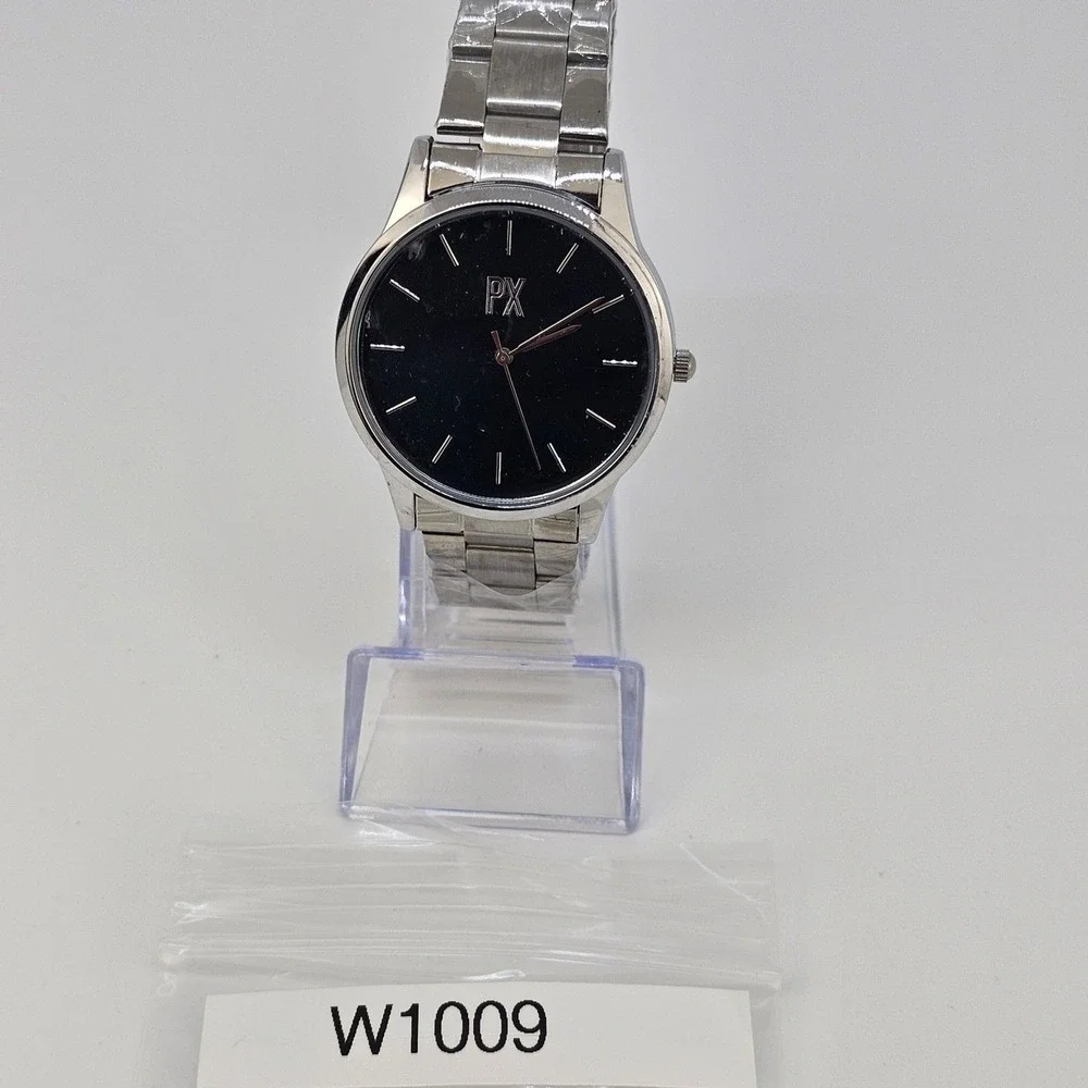 PX Men's Watch 40mm Large Gray Case Black Dial Gray Bracelet Band 7